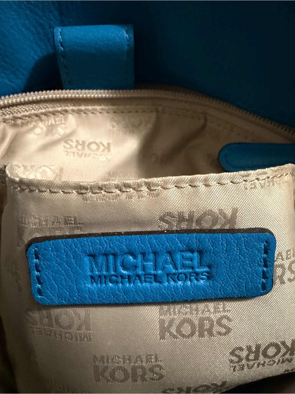 Michael Kors Bright Turquoise Leather Satchel with Stud Accents - Picture 6 of 9